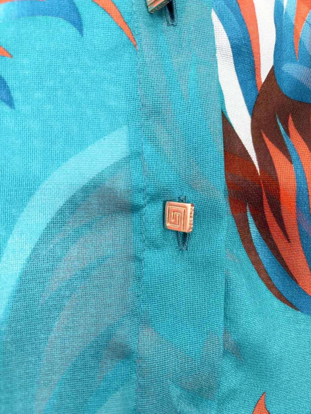 Gianni Versace S/S 2002 blue & orange printed silk shirt — JAMES